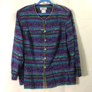 Vintage Tracy Richards Womens 20WP Jacket 80s/90s Gold Button Shoulder Pads USA